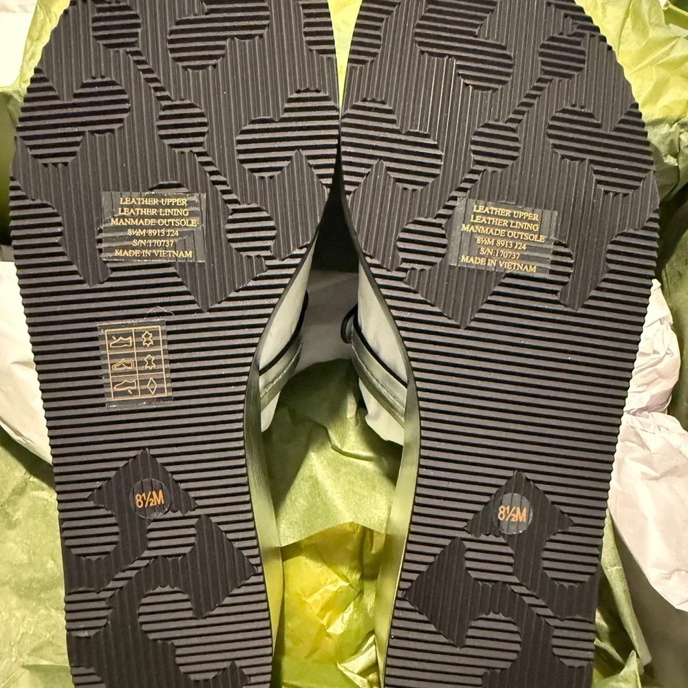 Tory Burch Silver Logo Thong Wedge Sandals